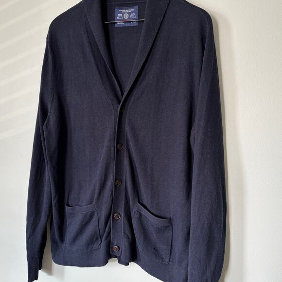American Eagle Vintage Y2K Navy Grandpa Cardigan Sweater Athletic Fit XL - Picture 2 of 7